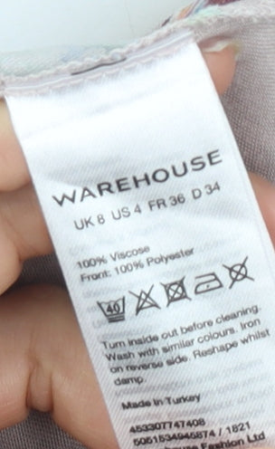 Warehouse Women’s Multicoloured Floral T-Shirt, Size 8