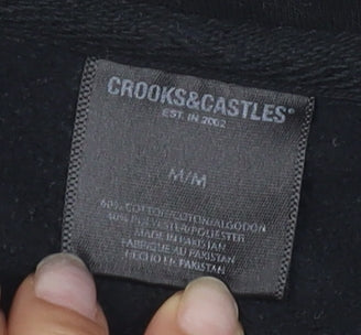 Crooks & Castles Men's Medium Black/White Pullover Hoodie