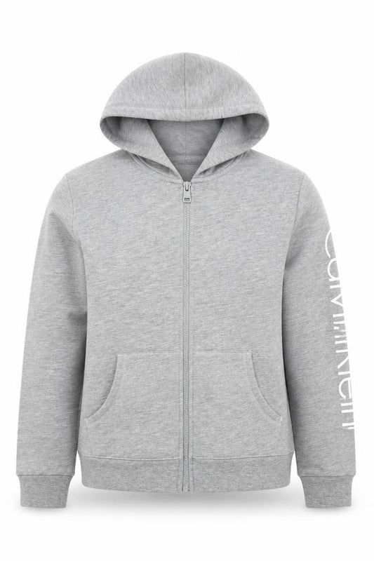 Calvin Klein Girls Grey Logo Hoodie 10-11 Years Full Zip