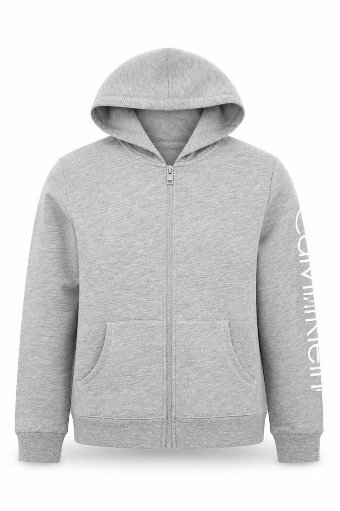 Calvin Klein Girls Grey Logo Hoodie 10-11 Years Full Zip