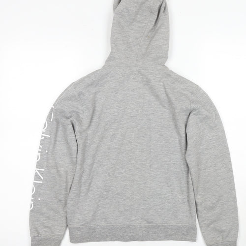 Calvin Klein Girls Grey Logo Hoodie 10-11 Years Full Zip