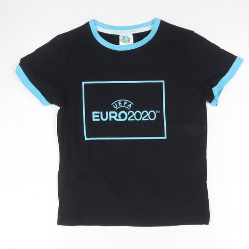 Boys' Black Euro 2020 T-Shirt, Age 7-8, Casual Sports Wear