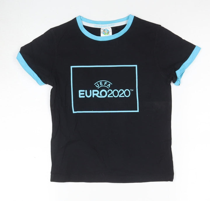 Boys' Black Euro 2020 T-Shirt, Age 7-8, Casual Sports Wear