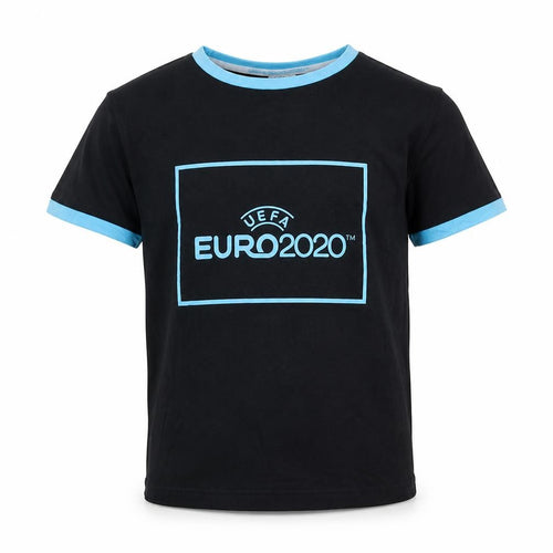 Boys' Black Euro 2020 T-Shirt, Age 7-8, Casual Sports Wear
