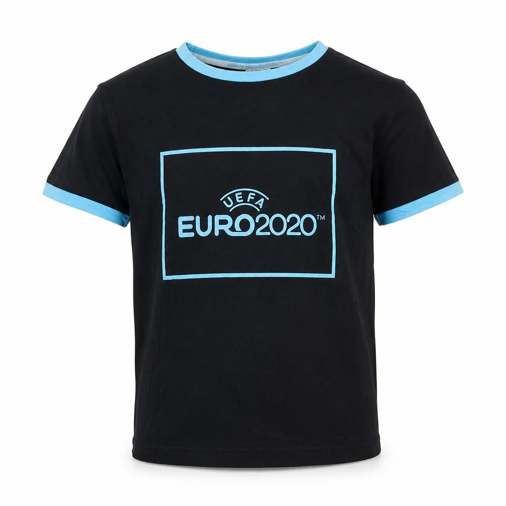 Boys' Black Euro 2020 T-Shirt, Age 7-8, Casual Sports Wear