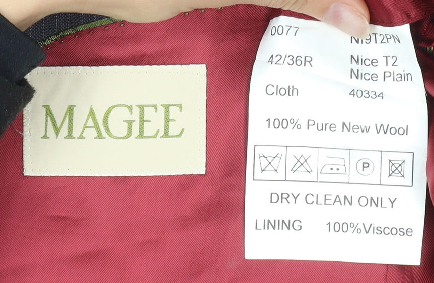 Magee Men's Grey Blazer, Size 42R, Wool, Two-Button