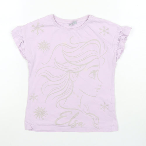 Disney Girls Purple Elsa Graphic T-Shirt, 5-6 Years