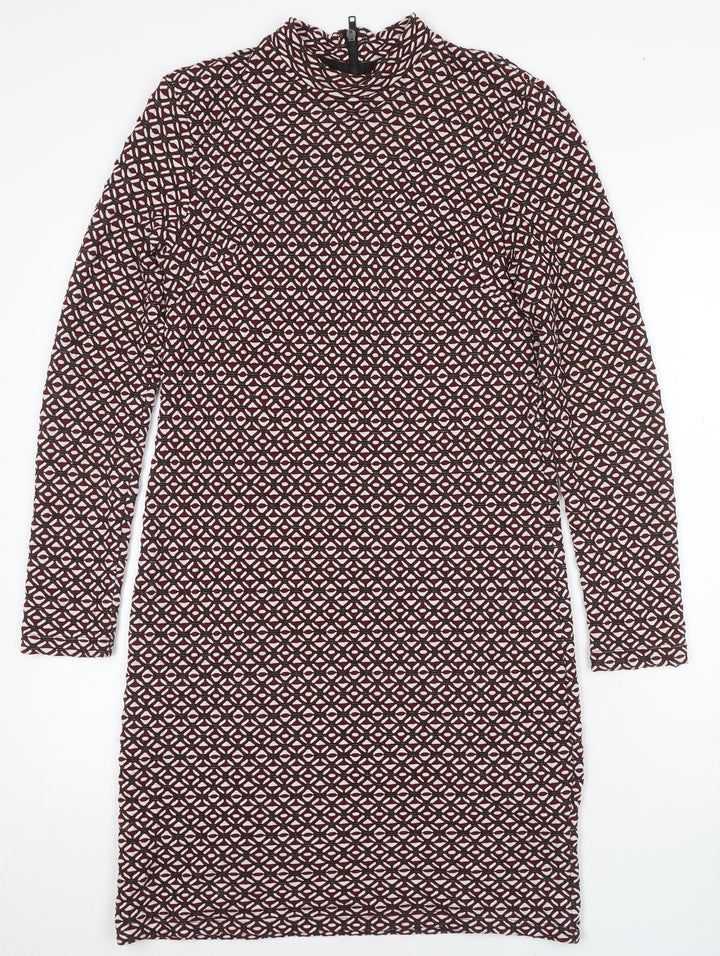 Topshop Women's Geometric Sheath Dress Size 14 Multicoloured