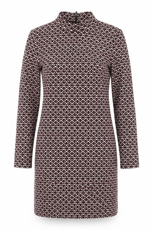 Front view of Topshop Women's Geometric Sheath Dress, size 14, Multicoloured