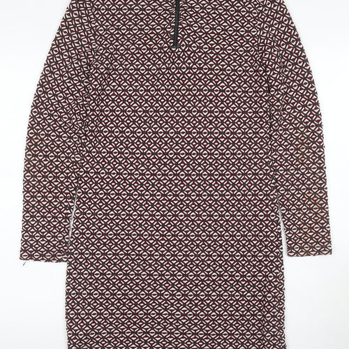 Topshop Women's Geometric Sheath Dress Size 14 Multicoloured