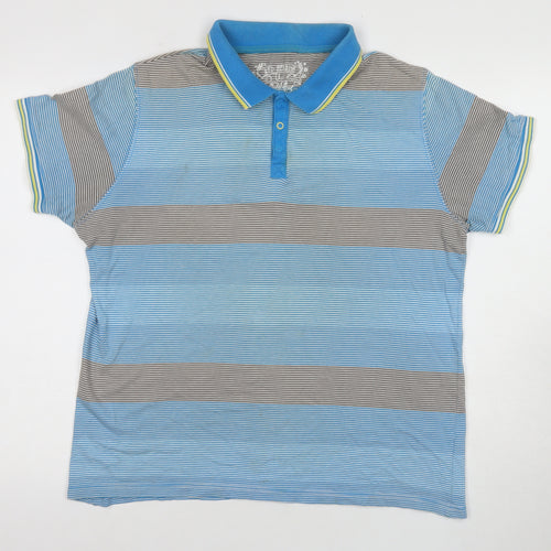 Red Herring Men's Blue Striped Polo Shirt Large