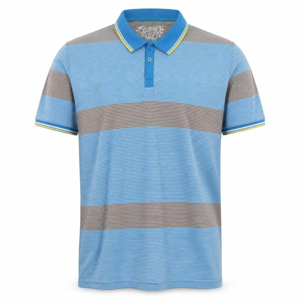 Front view of Red Herring Men's Blue Striped Polo Shirt Large