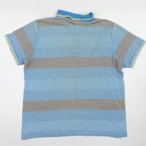 Red Herring Men's Blue Striped Polo Shirt Large