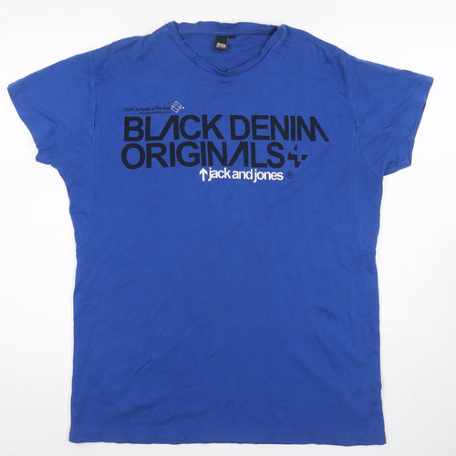Jack & Jones Men's Blue Graphic T-Shirt, XL, Short Sleeve