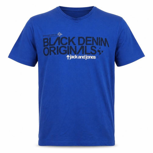 Jack & Jones Men's Blue Graphic T-Shirt, XL, Short Sleeve