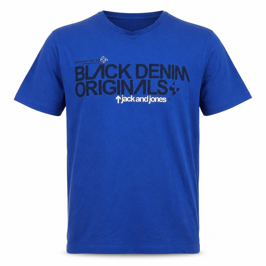 Jack & Jones Men's Blue Graphic T-Shirt, XL, Short Sleeve