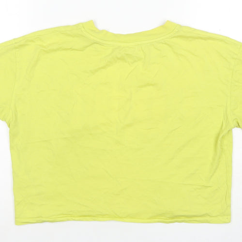 Guess Women's Yellow Cropped T-Shirt Size 12