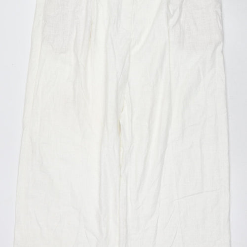 Marks and Spencer Women's White Linen Trousers Size 12