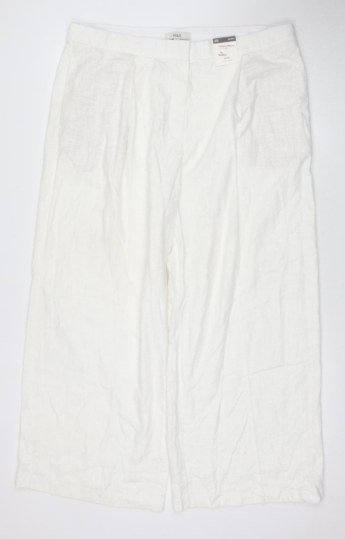 Marks and Spencer Women's White Linen Trousers Size 12