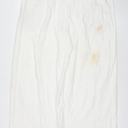 Marks and Spencer Women's White Linen Trousers Size 12