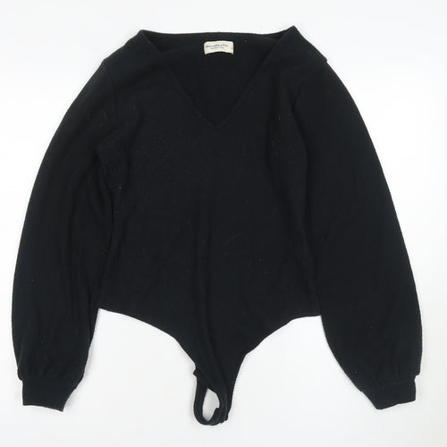 Abercrombie & Fitch Women's Black Bodysuit L V-Neck