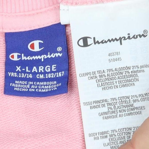 Champion Pink Unisex Kids Logo Sweatshirt XL
