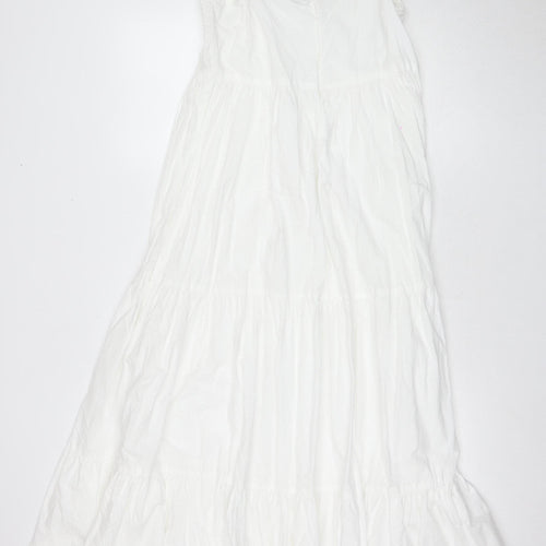 ASOS Women's White Sleeveless Cotton Dress, Size 16