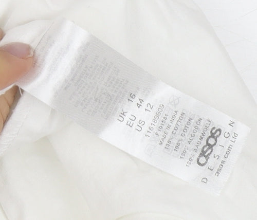 ASOS Women's White Sleeveless Cotton Dress, Size 16