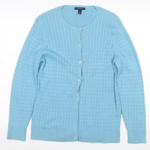 Lands' End Women's Blue Cable-Knit Cardigan Size 14