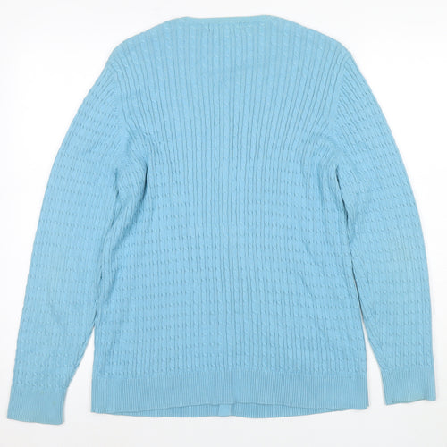 Lands' End Women's Blue Cable-Knit Cardigan Size 14