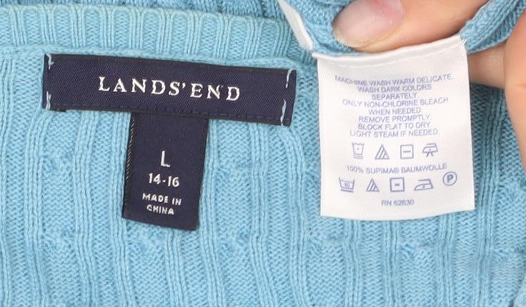 Lands' End Women's Blue Cable-Knit Cardigan Size 14