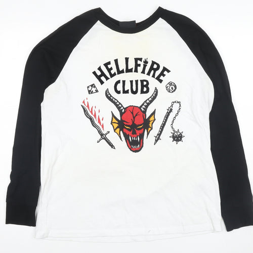 Stranger Things Hellfire Club T-Shirt, Unisex M, White/Black
