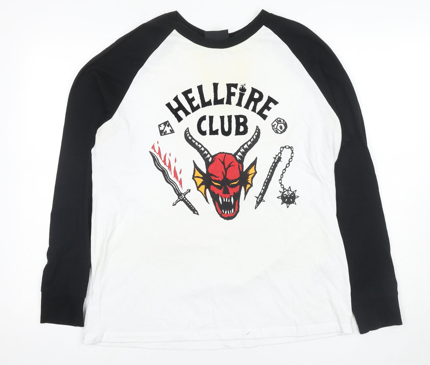 Stranger Things Hellfire Club T-Shirt, Unisex M, White/Black