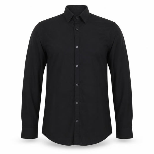Front view of DKNY Men's Black Dress Shirt S, Business Long Sleeve