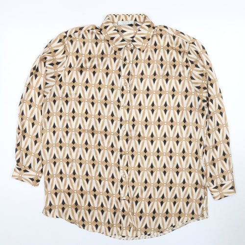 Quiz Women's Beige Button-Up Shirt Size 12