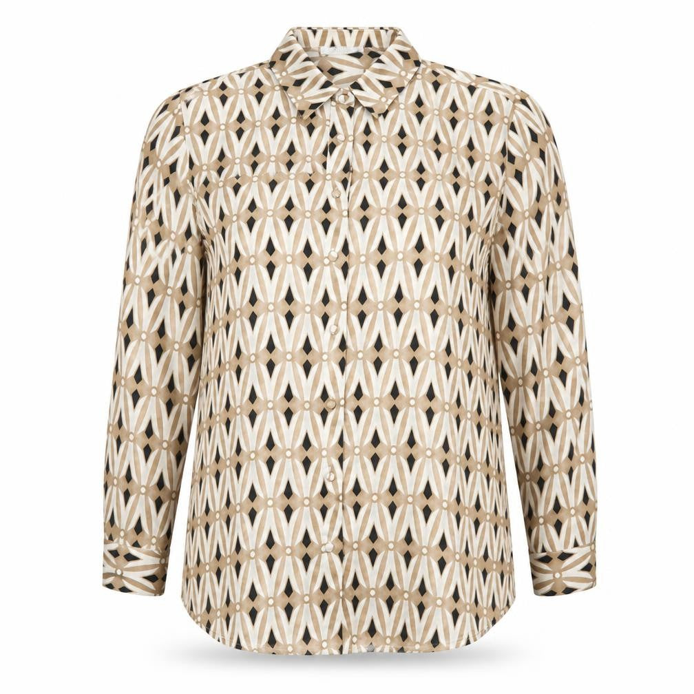 Front view of Quiz Women's Beige Button-Up Shirt, size 12