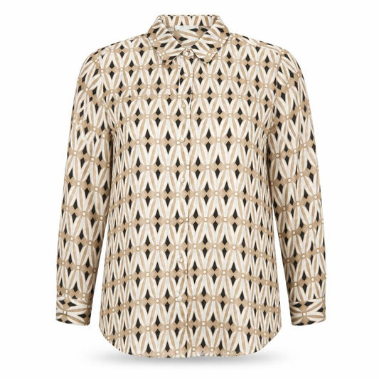Front view of Quiz Women's Beige Button-Up Shirt, size 12