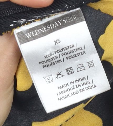 Wednesday's Girl Women's Black Floral A-Line Midi Skirt XS