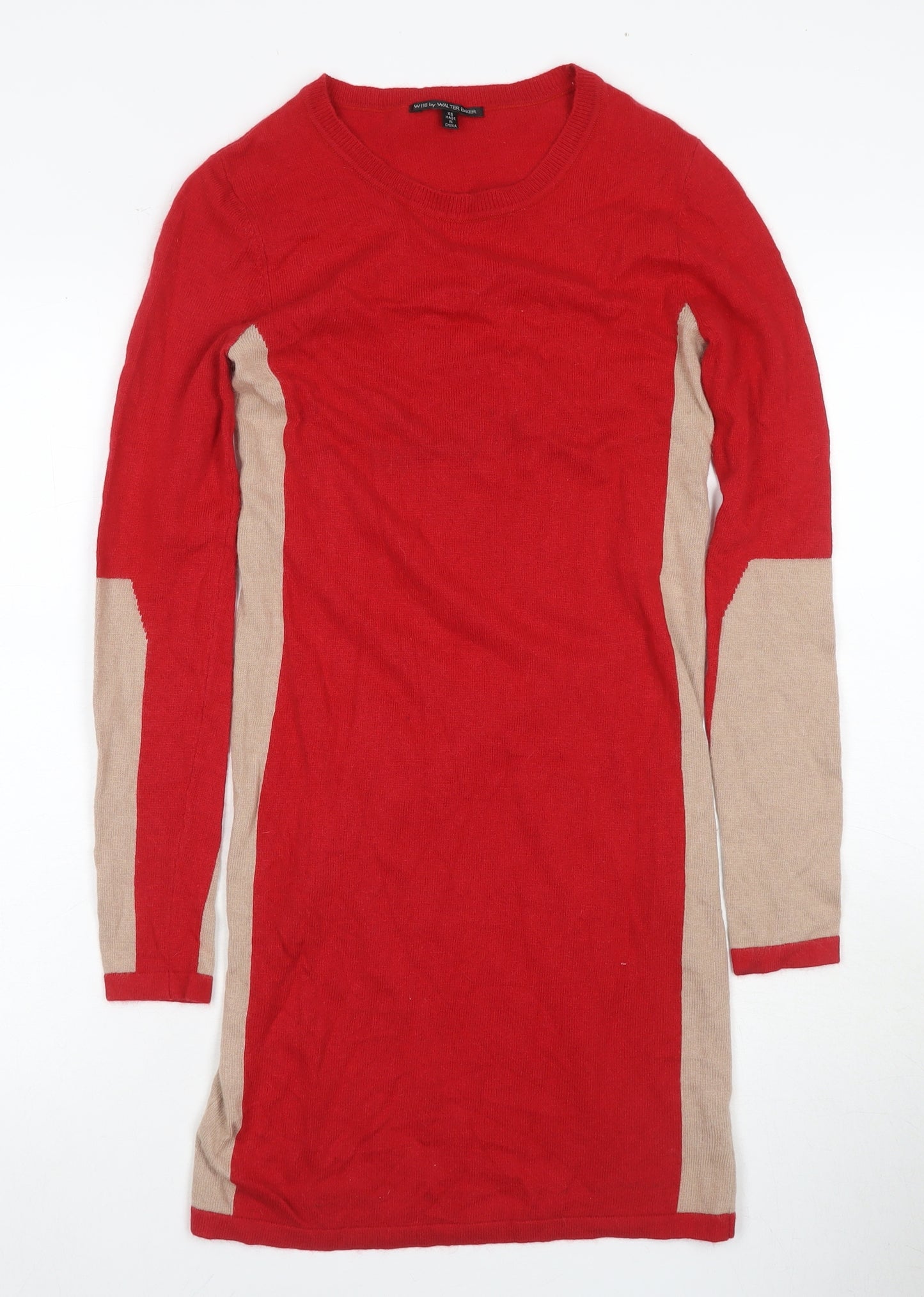 W118 by Walter Baker Women's XS Red Beige Shift Dress