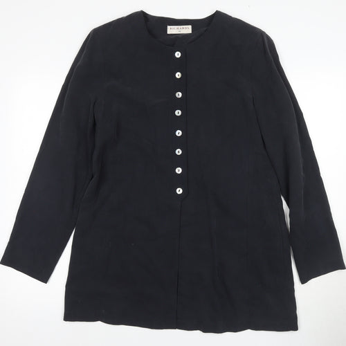 Richards Women's Black Long Coat Size 16 Buttoned