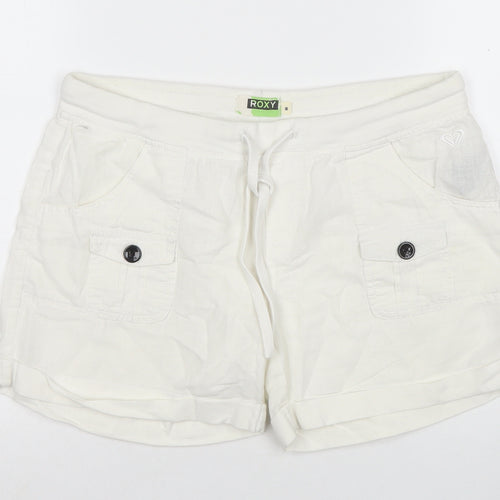 Roxy Women's White Chino Shorts, M, Summer Casual Style