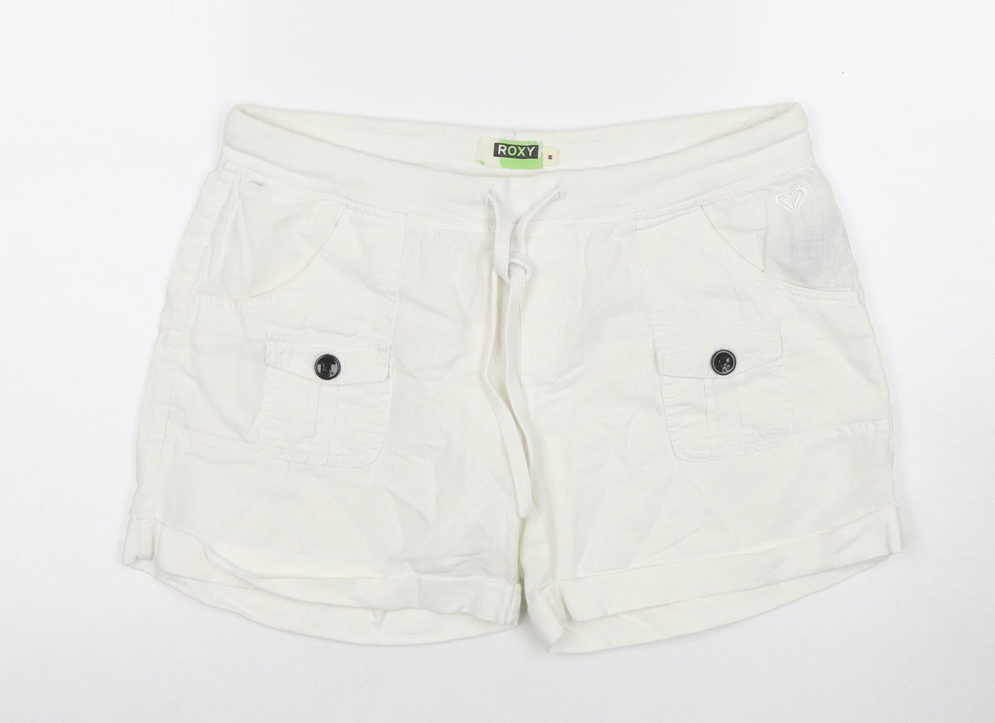 Roxy Women's White Chino Shorts, M, Summer Casual Style