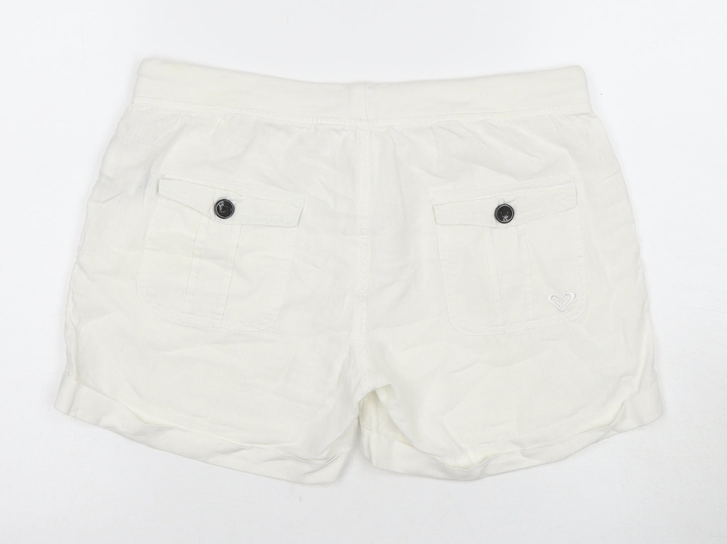 Roxy Women's White Chino Shorts, M, Summer Casual Style