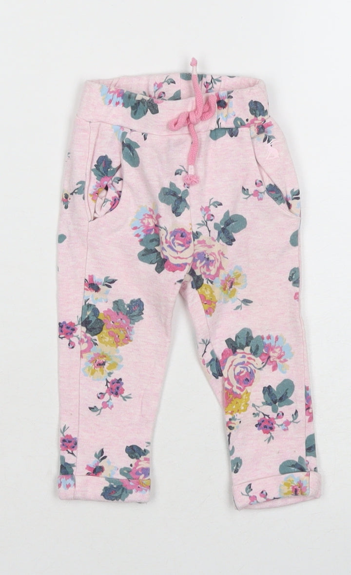 Joules Unisex Baby Pink Floral Jogger Trousers 6-9 Months