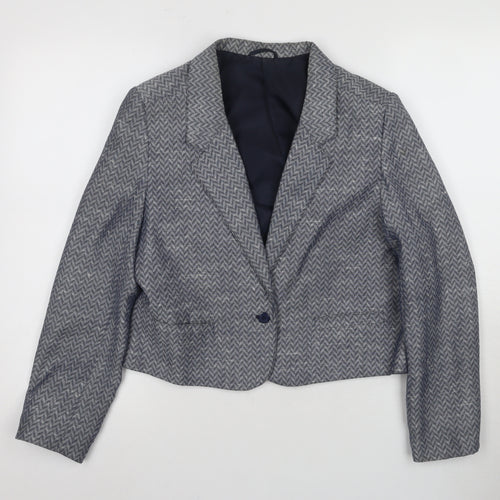 St Michael Grey Herringbone Blazer Women Size 12