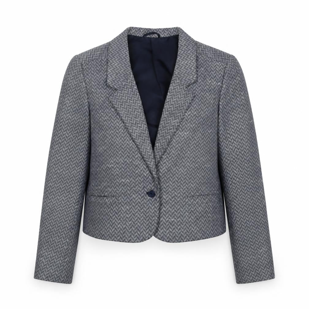 Front view of St Michael Grey Herringbone Blazer Women, size 12