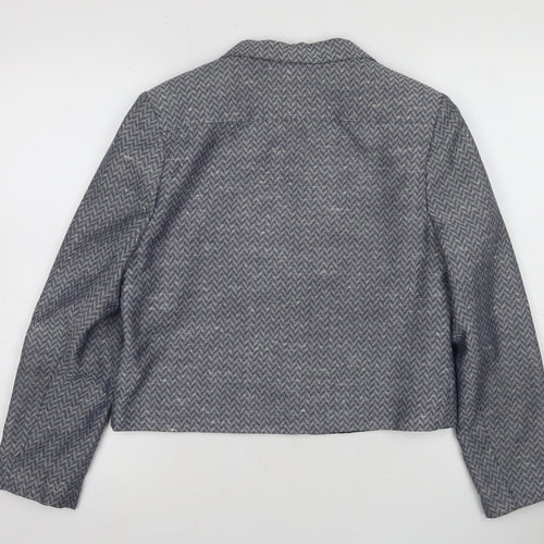 St Michael Grey Herringbone Blazer Women Size 12