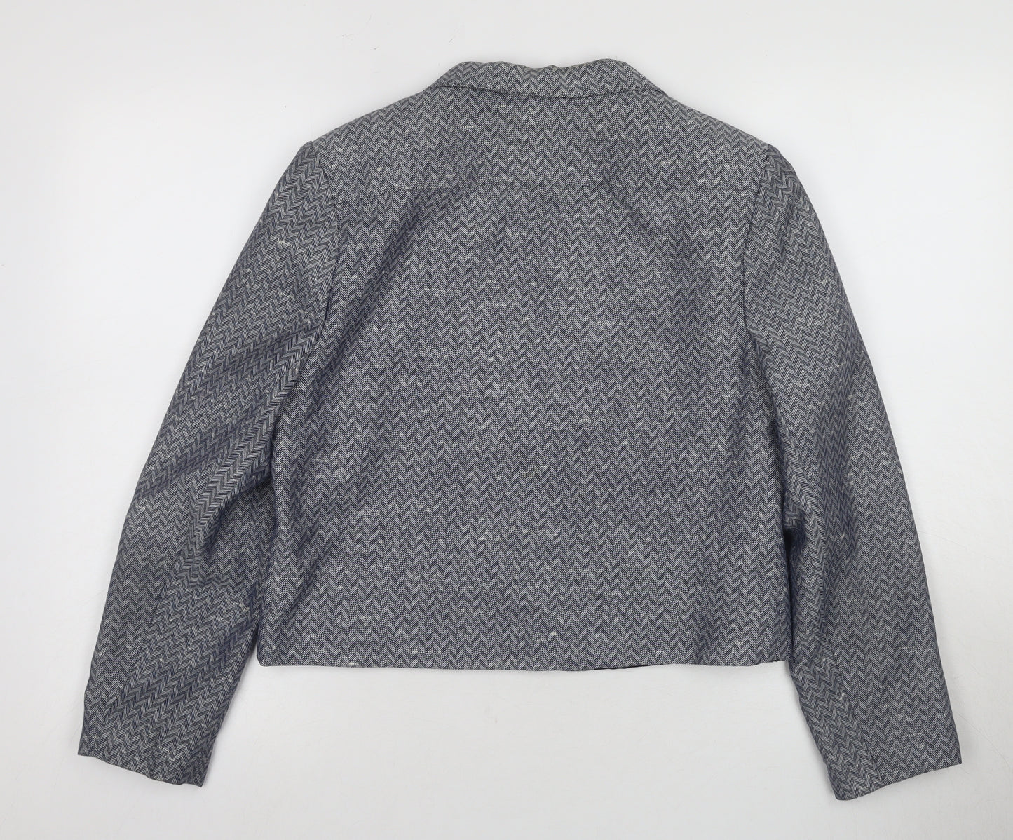 St Michael Grey Herringbone Blazer Women Size 12