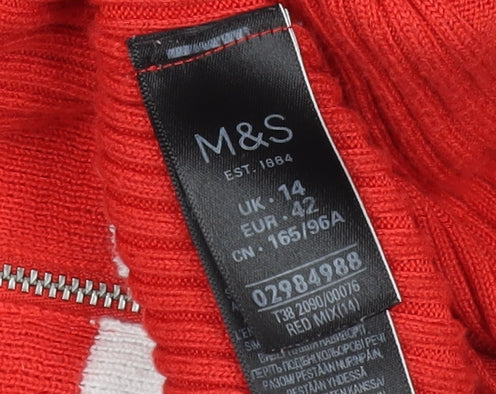 Marks and Spencer Women's Red Pullover, Size 14, Mock Neck