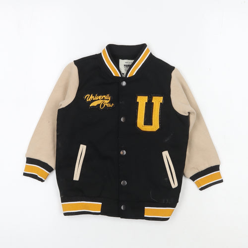 Urban Junior Boys Black Varsity Jacket 3-4 Years